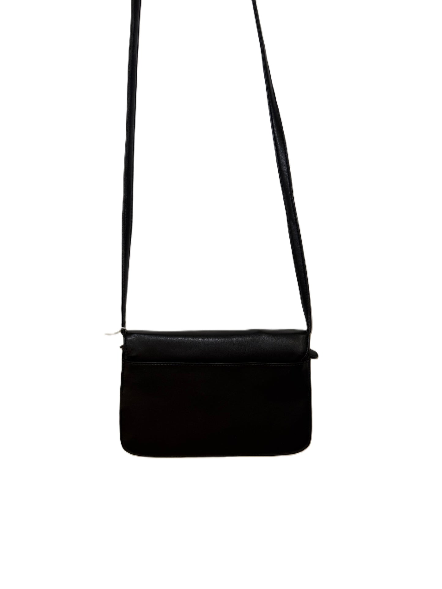 Liz Claiborne Black Leather Crossbody Flap Bag Adjustable Strap