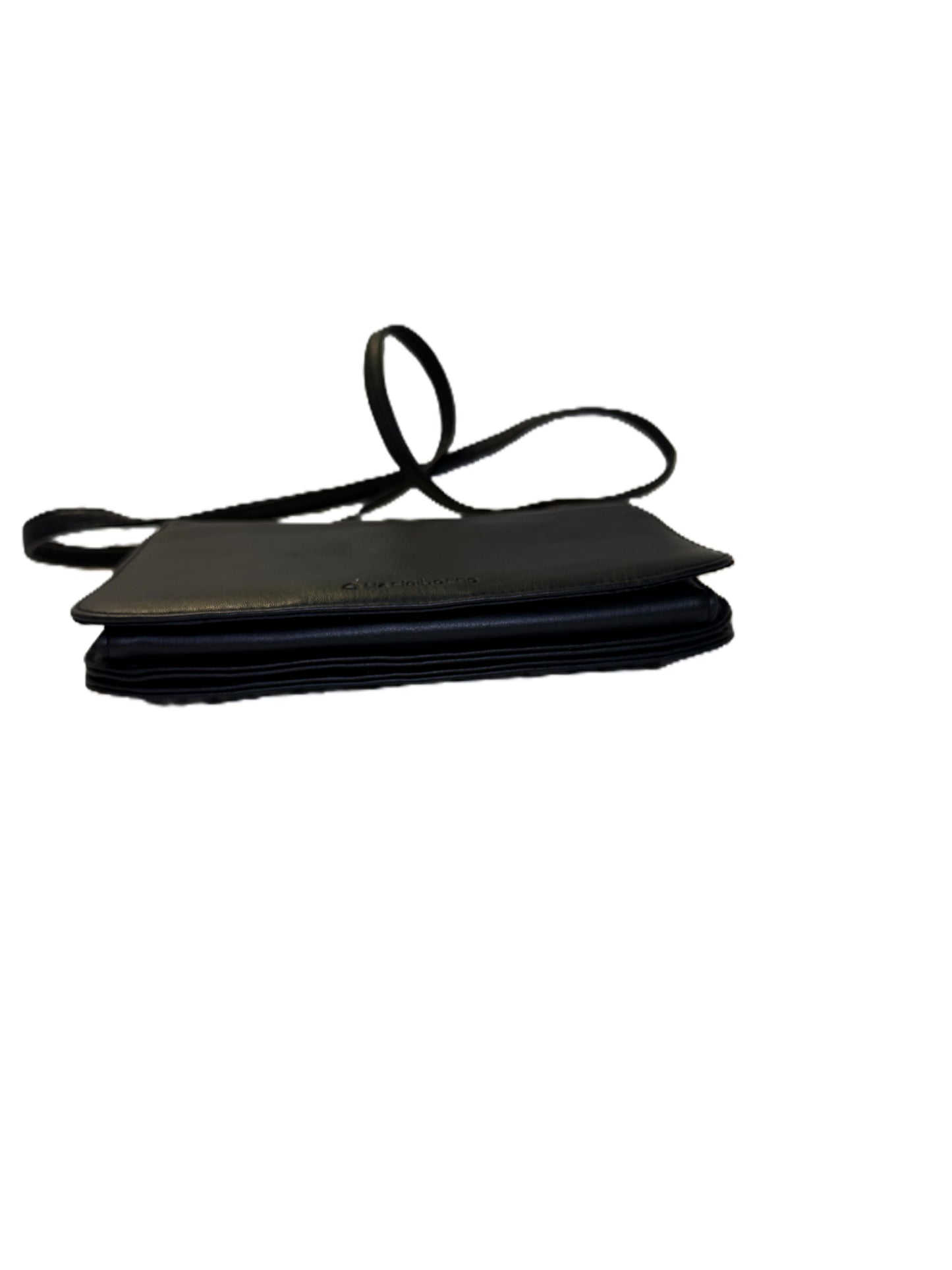 Liz Claiborne Black Leather Crossbody Flap Bag Adjustable Strap