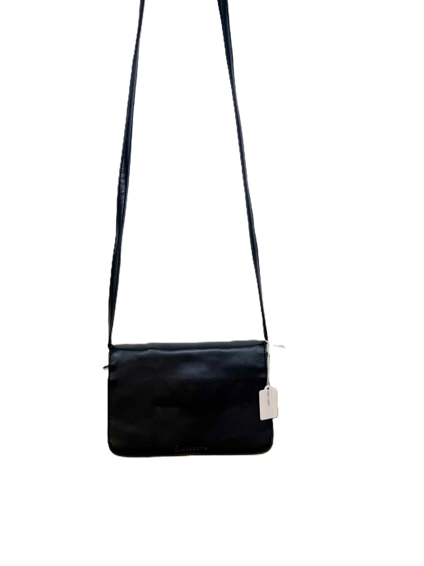 Liz Claiborne Black Leather Crossbody Flap Bag Adjustable Strap