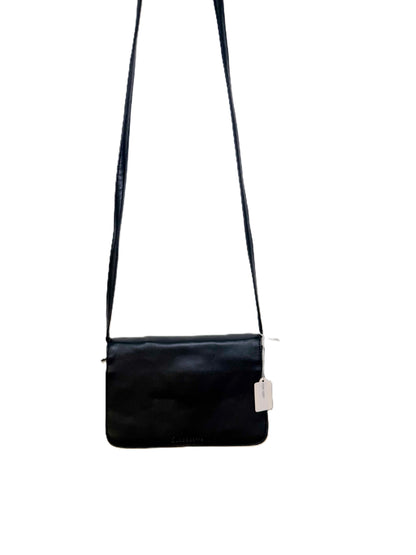 Liz Claiborne Black Leather Crossbody Flap Bag Adjustable Strap