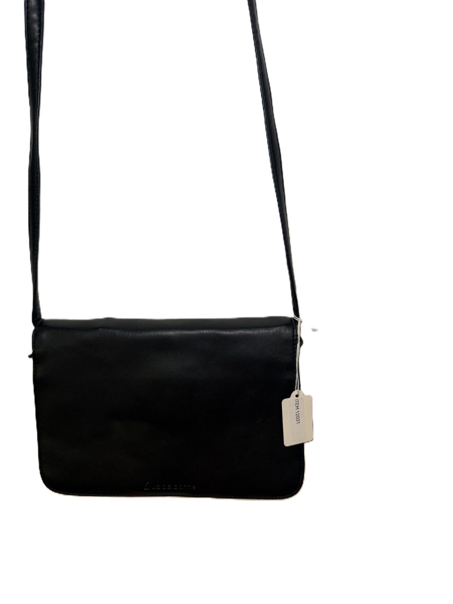 Liz Claiborne Black Leather Crossbody Flap Bag Adjustable Strap