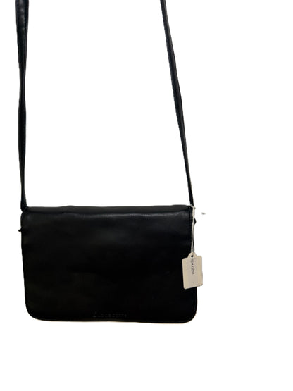 Liz Claiborne Black Leather Crossbody Flap Bag Adjustable Strap
