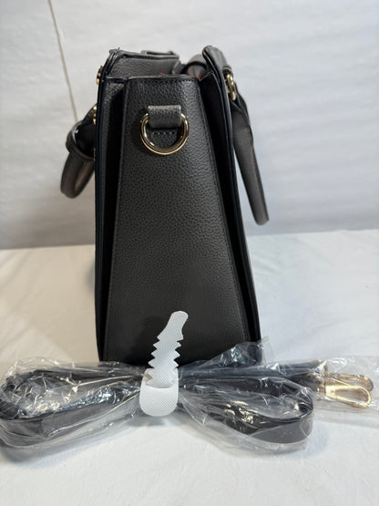 Gray Medium Satchel Top Handle Tote. Work Handbag with Matching Clutch.