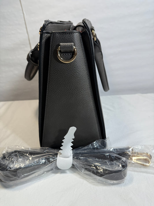 Gray Medium Satchel Top Handle Tote. Work Handbag with Matching Clutch.