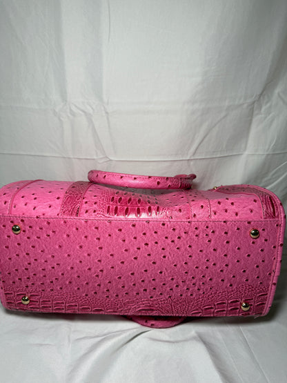 PINK CROC EMBOSSED LEATHER CROSSBODY HANDDBAG W/ ADJUSTABLE STRAP