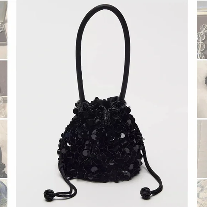 Vintage Sequin Drawstring Purse 